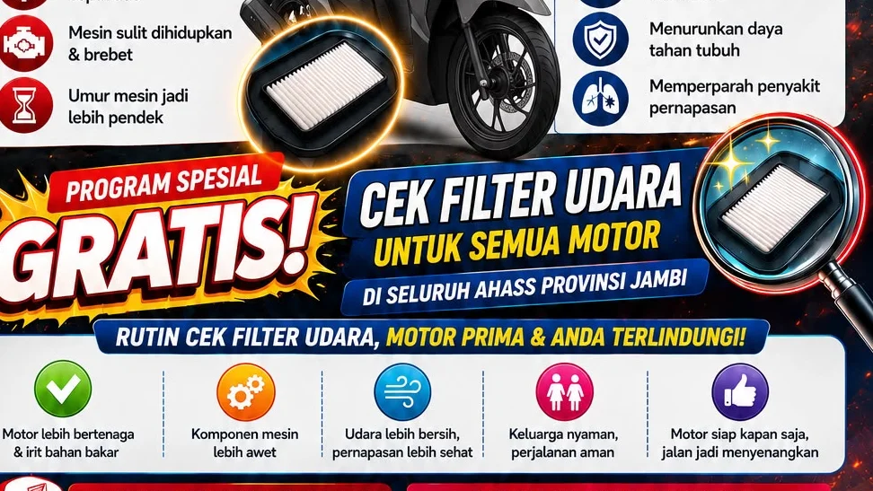 Kabut Asap di Jambi, Honda Hadirkan Cek Filter Udara Gratis di AHASS